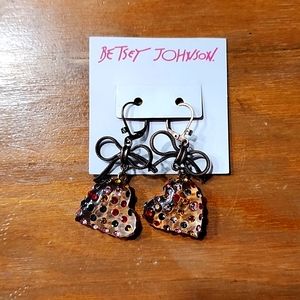 Betsey Johnson Glass Heart Earrings